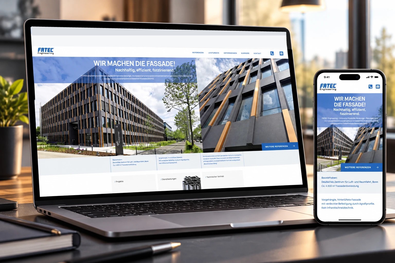 Website von FATEC Engineering auf Laptop und Smartphone